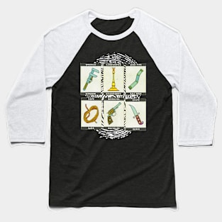 The Murder Weapons of the Board Game of Clue Baseball T-Shirt